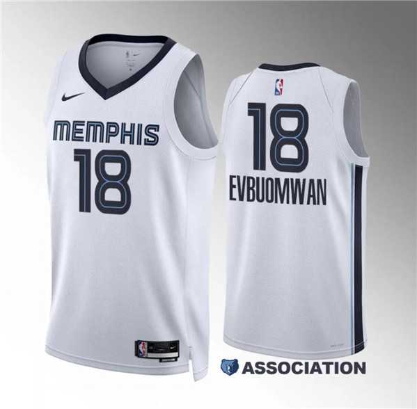 Mens Memphis Grizzlies #18 Tosan Evbuomwan White Association Edition Stitched Jersey Dzhi